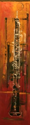'Oboe'; Acrylic over fabric 30x120cm