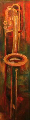 'Trombone'; Acrylic over canvas; 30x120cm